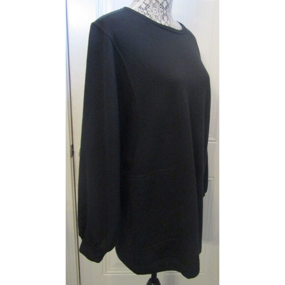 FP Beach Free People Black Tunic Sweatshirt Dress Side Pockets Over Sized Sz SP - Picture 5 of 7